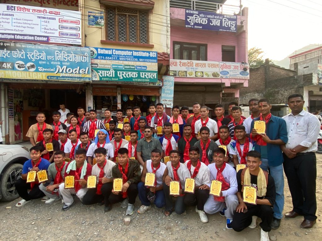 बिसिआईद्वारा नेपाल आर्मीमा नाम निकाल्न सफल ७२ युवालाई बिदाइ